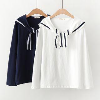 Long-sleeve Sailor-collar T-shirt