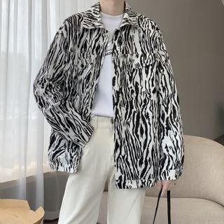 Long Sleeve Zebra-print Button-up Jacket