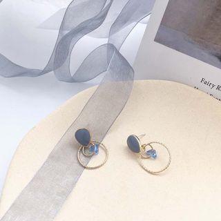 Glaze Disc Alloy Hoop Dangle Earring