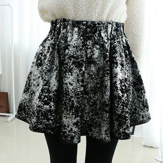 Patterned Band-waist Velvet Culottes