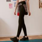 Letter Leggings With Detachable Stripe Skirt