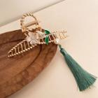 Flower Beaded Tassel Hair Claw Gold - One Size