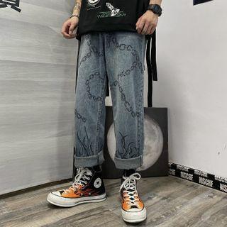 All Over Print Straight-fit Jeans