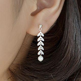 925 Sterling Silver Wheat Faux Pearl Dangle Earring