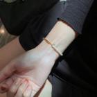 Genuine Pearl Rhinestone Charm Bracelet As Shown In Fgiure - One Size