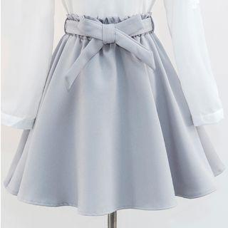 Bow Accent Inset Shorts A-line Skirt