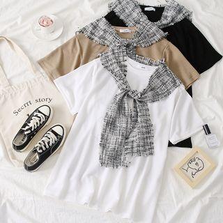 Set: T-shirt Dress + Wool Shawl