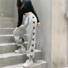 Butterfly Print Jogger Pants Gray - One Size