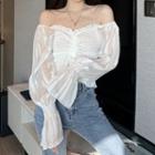 Flare-sleeve Crinkled Blouse
