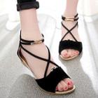 Strappy Low Wedge Sandals