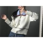 Collared Buttoned Knit Jacket