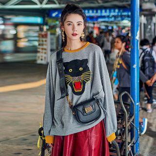 Tiger Embroidered Pullover