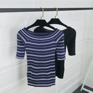 Plain Short-sleeve Knit T-shirt