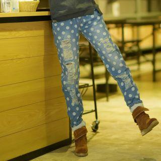 Distressed Dotted Jeans