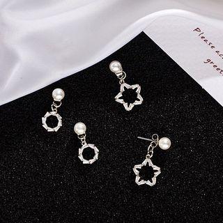 Faux Pearl Rhinestone Star Earring