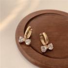 Bow Rhinestone Alloy Dangle Earring 1 Pair - Dangle Earring - Gold & White - One Size