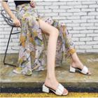 High-waist Chiffon Floral Print Skirt