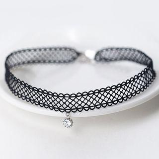 925 Sterling Silver Rhinestone Choker As Shown In Figure - One Size