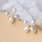 Faux Pearl Cross Earring 1 Pair - White - One Size