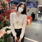 Lace Panel Bow Accent Blouse