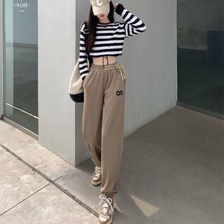 Lettering Sweatpants / Striped T-shirt