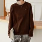 Crew-neck Long-sleeve T-shirt Coffee - One Size