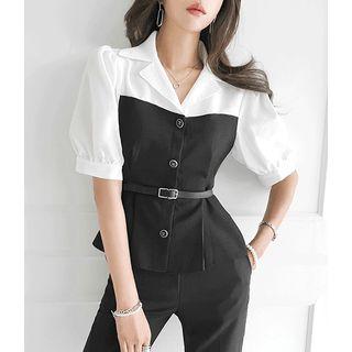 Two-tone Peplum Shirt