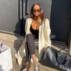 Open-placket Slit-side Long Cardigan