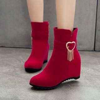 Heart Detail Wedge Short Boots