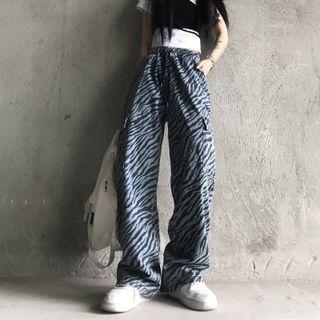 Zebra Print Baggy Cargo Jeans