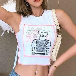 Cartoon Print Cropped Tank Top