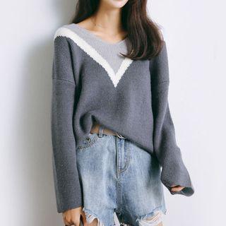 Contrast Panel Sweater