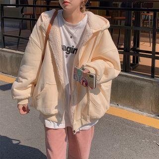 Double-side Fleece-lined Sweatshirt Jacket