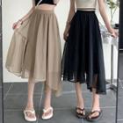 Asymmetrical Overlay A-line Midi Skirt