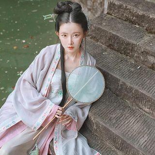 Hanfu Strapless Top / Light Jacket / Wide Leg Pants / Set