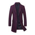 Peaked Collar Slim-fit Woolen Coat