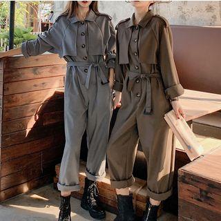Long-sleeve Harem Cargo Jumpsuit