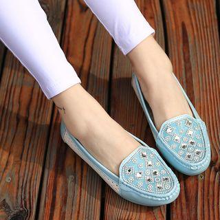 Embellished Pointelle Loafers