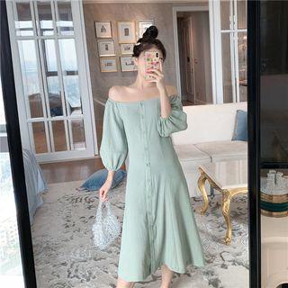 3/4-sleeve Off Shoulder A-line Midi Dress As Shown In Figure - One Size