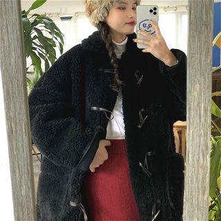 Fleece Loose-fit Toggle Coat Black - One Size