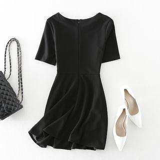 Short-sleeve Mini A-line Dress
