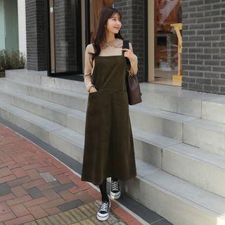 Corduroy A-line Long Overall Dress