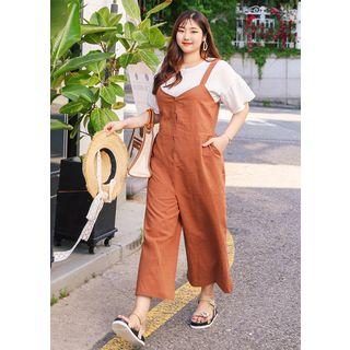 Plus Size - Tie-back Linen Blend Jumper Pants