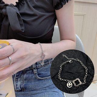 925 Sterling Silver Smiley Clover Bracelet 1 Piece - Bracelet - One Size