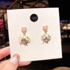Heart Earring E556 - Gold & Pink - One Size