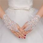 Rhinestone Crochet Wedding Gloves