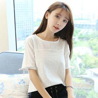 Textured Short-sleeve Blouse