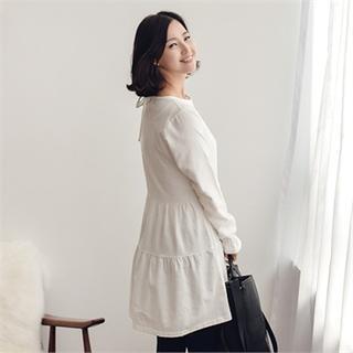 Round-neck Tiered-hem Dress