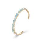 Fashion Plated Champagne Gold Open Bangle With Blue Cubic Zircon Champagne - One Size