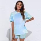 Set: Tie-dyed Short-sleeve T-shirt + Skinny Shorts